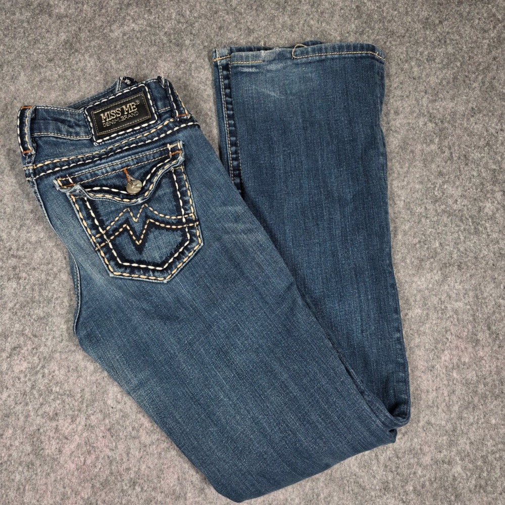 Miss Me Irene Bootcut Jeans sz 28 Distressed JPD1017-5 Low Rise Flap Pocket Y2K